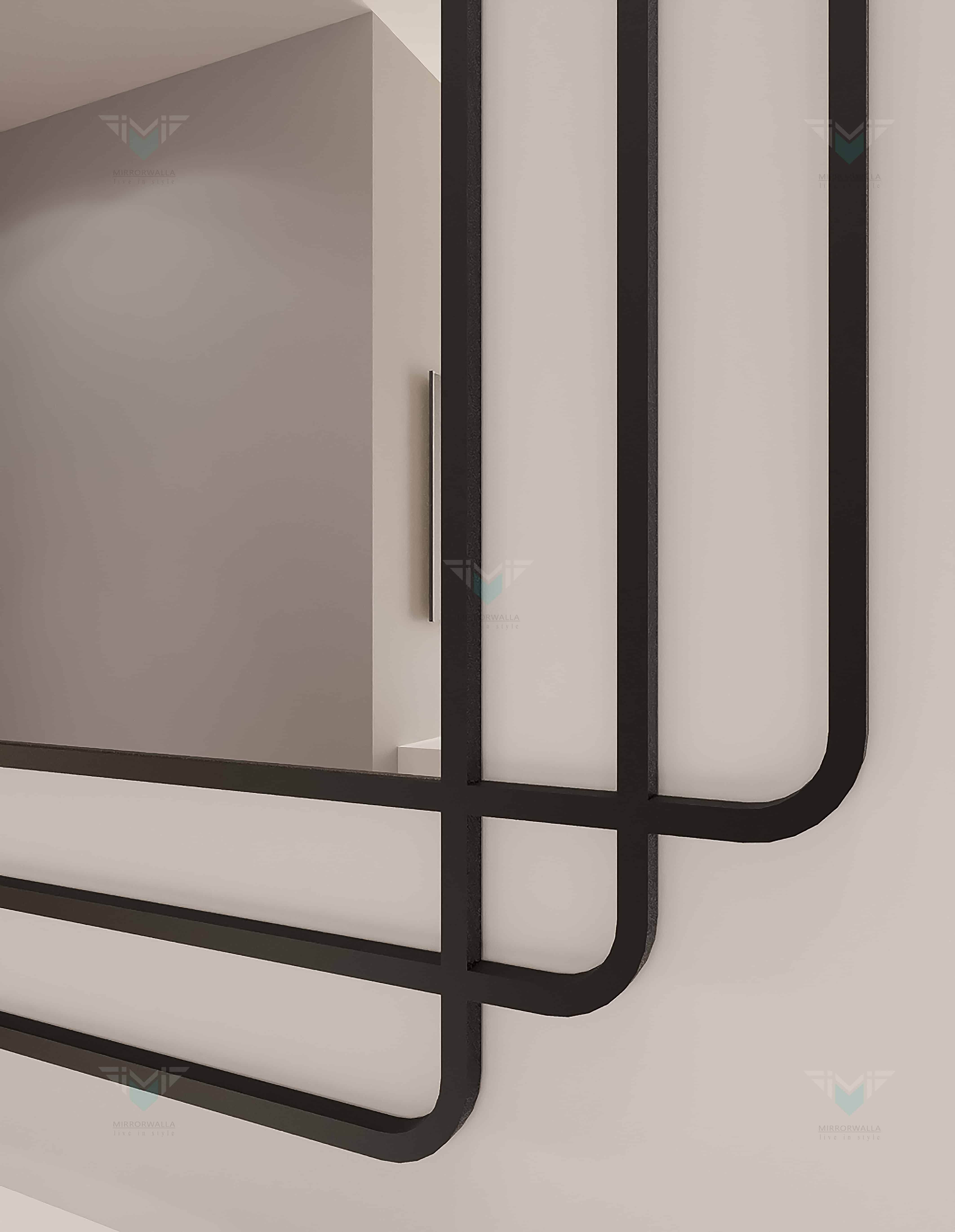 Three Lines Metal Dc Mirror - Mirrorwalla